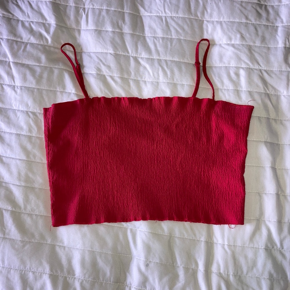 cropped red tank top